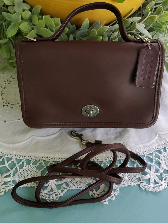 Vintage Coach Handbags - Vintage Coach Casino Crossbody in Mahogony with Nickel Hardware + Hangtag